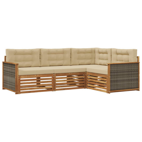 Ensemble de canapés d'extérieur 4 pcs naturel et beige