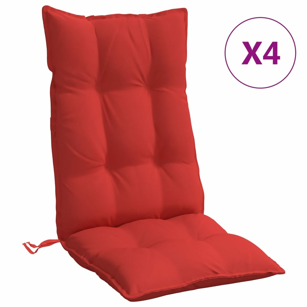 Coussins de chaise à dossier haut lot de 4 rouge tissu oxford