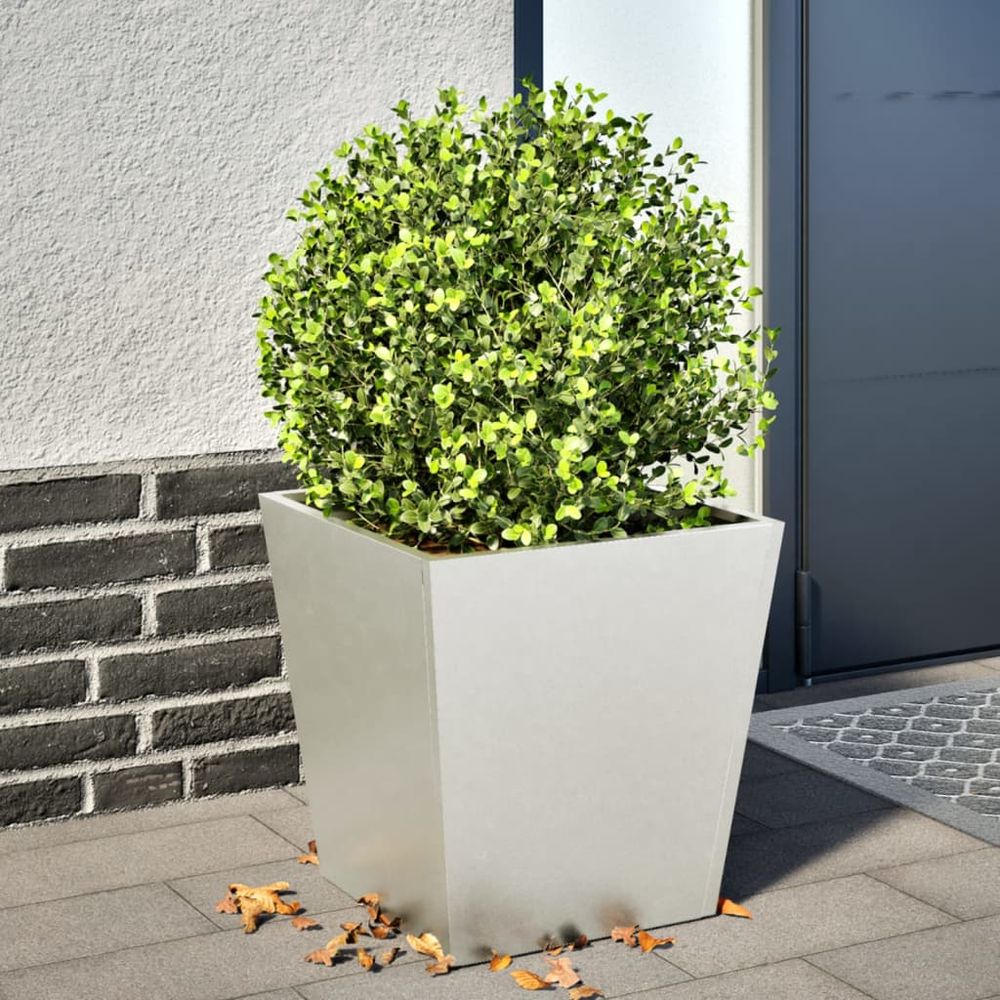 Jardinière carrée en acier inoxydable pour extérieur 40x40x40 cm argent