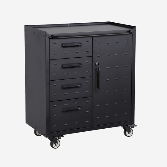 Meuble bas de rangement pour garage avec 4 tiroirs et une porte