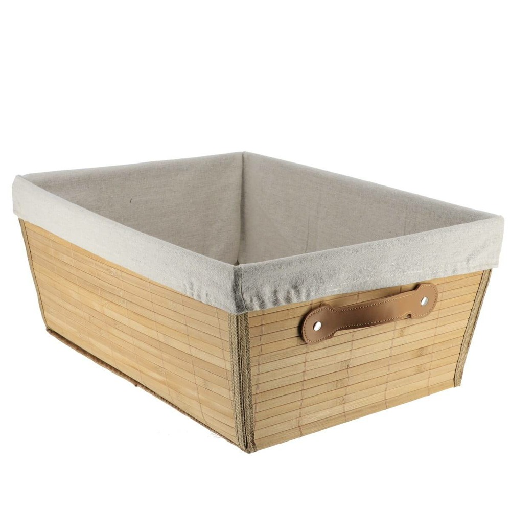 Paniere dressing bambou l45 x p32,5 x h18 cm - bambou/tissu lin