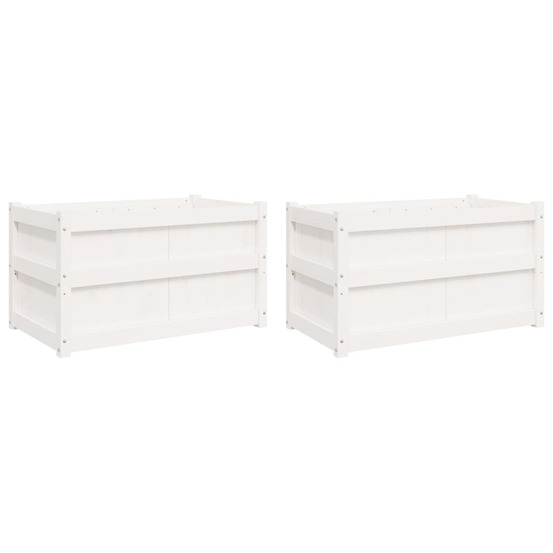 Jardinière d'extérieurs 2 pcs blanc bois de pin massif