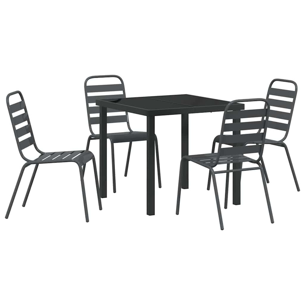 Ensemble de salle à manger pour jardin 5 pcs anthracite