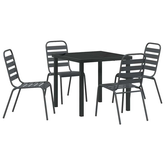 Ensemble de salle à manger pour jardin 5 pcs gris foncé acier