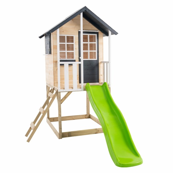 Maisonnette modulable sur pilotis avec balcon et glissière JACINTHES en bois FSC®