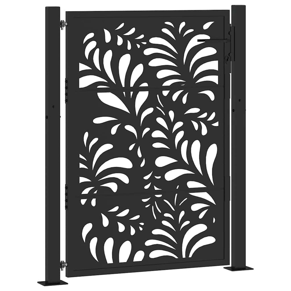 Portail de jardin noir 100x125 cm en acier avec design ondulé