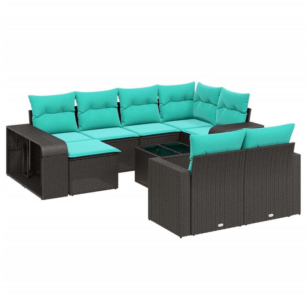Ensemble de canapé de jardin 11 pcs avec coussins noir