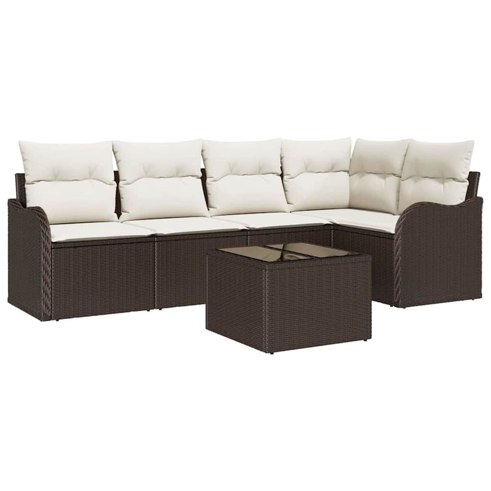Ensemble de canapé de jardin 6 pc marron polyrotin