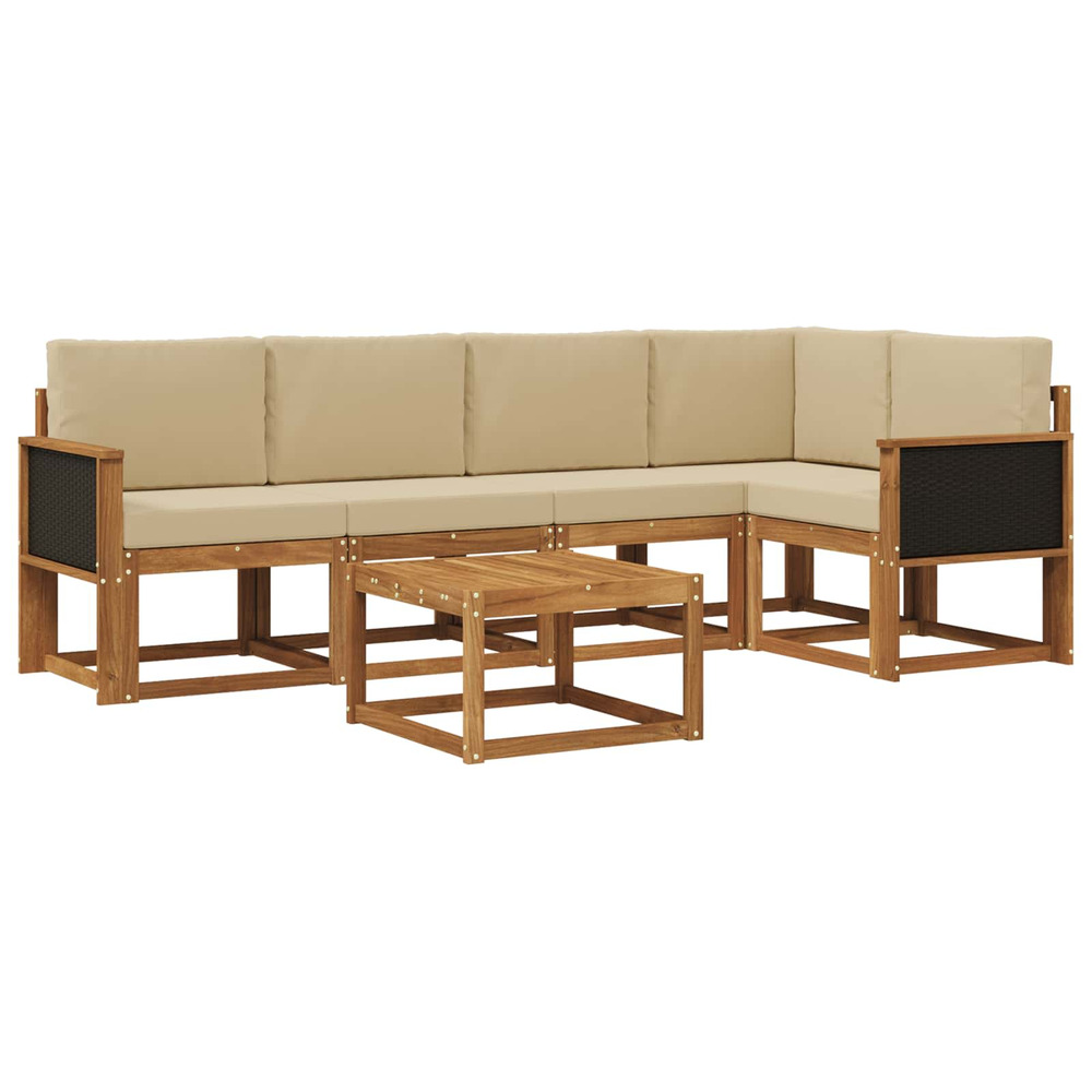 Ensemble de canapés d'extérieur 6 pcs naturel et beige