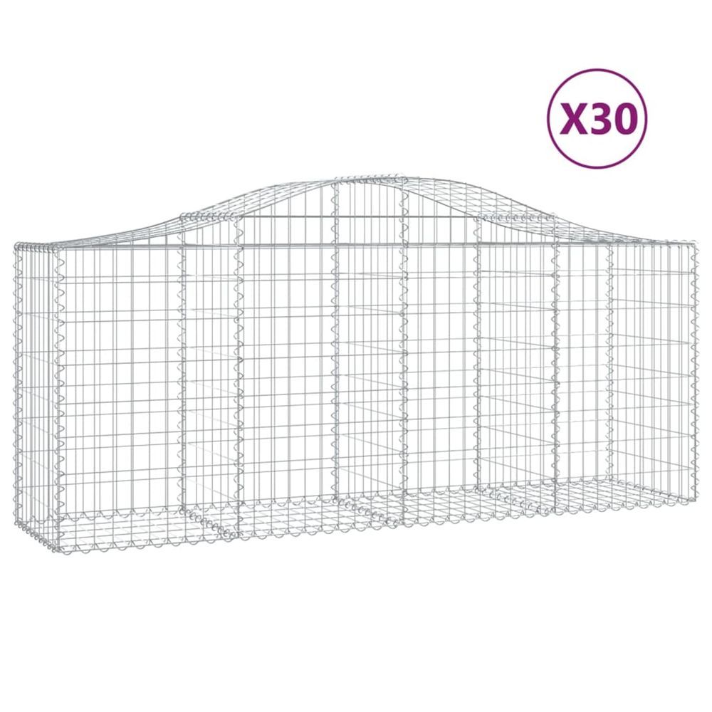Paniers à gabions arqués 30 pcs 200x50x80/100 cm fer galvanisé