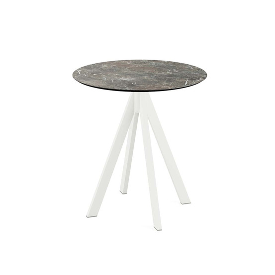 Table de bistrot infinity avec piètement blanc + plateau hpl ø70 cm - veba