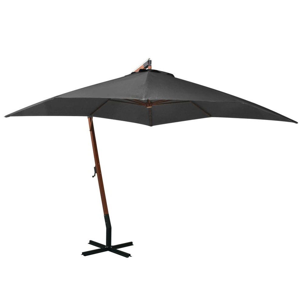 Parasol de jardin suspendu avec mât anthracite bois de sapin