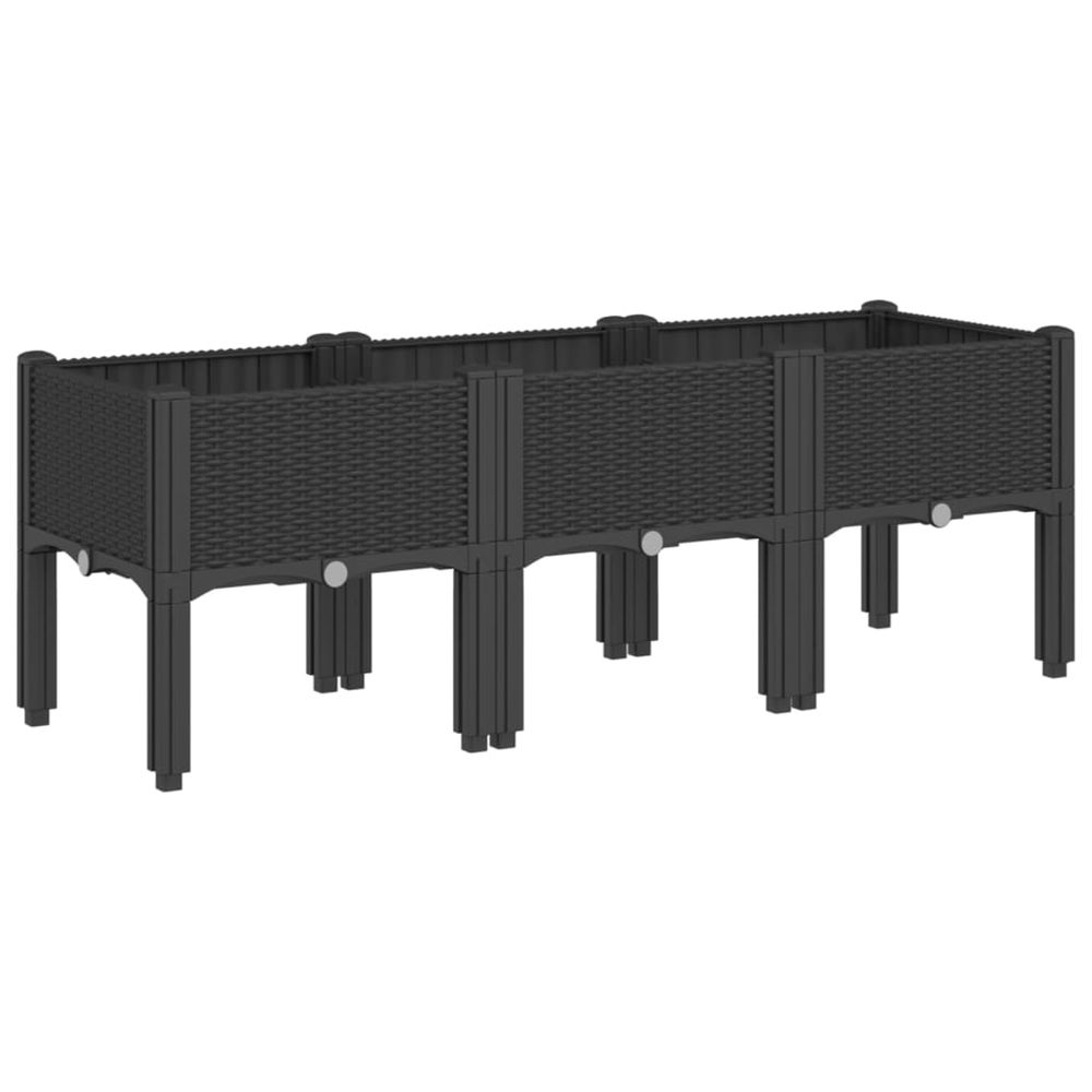 Jardinière d'extérieur avec pieds noir 120x40x42 cm pp