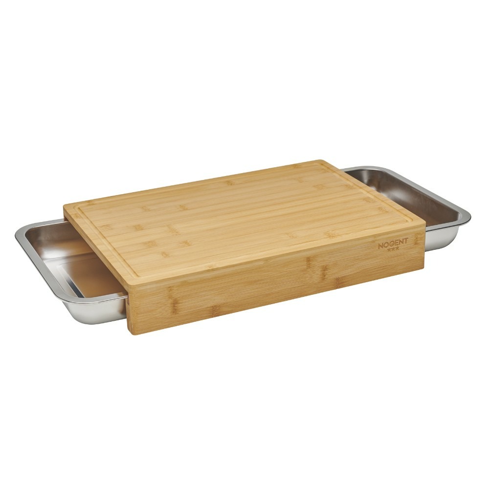 Planche à découper bambou 41x28,5cm + 2 tiroirs inox - 09951g