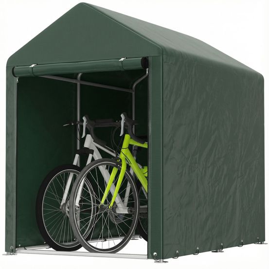 Tente rangement vélos métal extérieur abri de jardin anti-uv imperméable 120x179cm vert - comfortxl outdoor living