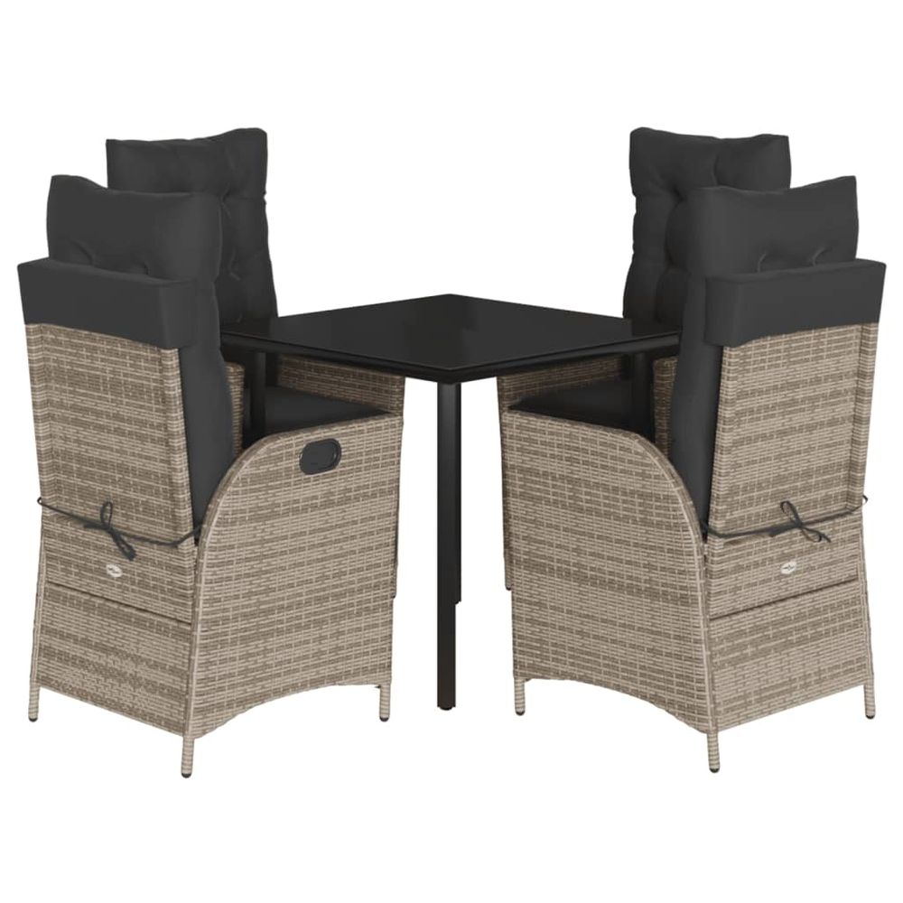 Ensemble à manger de jardin 5 pcs coussins gris résine tressée