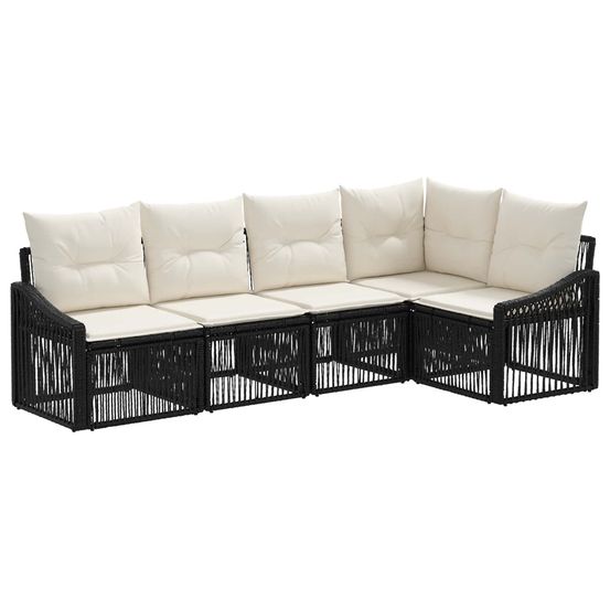 Ensemble de canapé de jardin 5 pc noir polyrotin