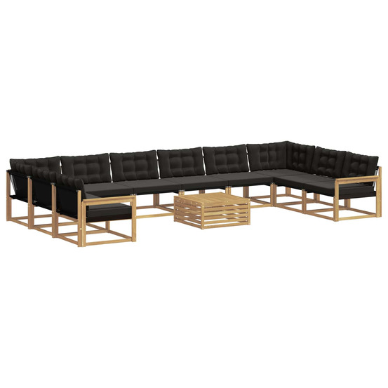 Ensemble de canapés d'extérieur 11 pcs blanc et noir