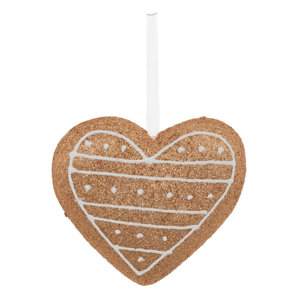 Sujet cœur cookie paillettes polystyrène h.13cm marron