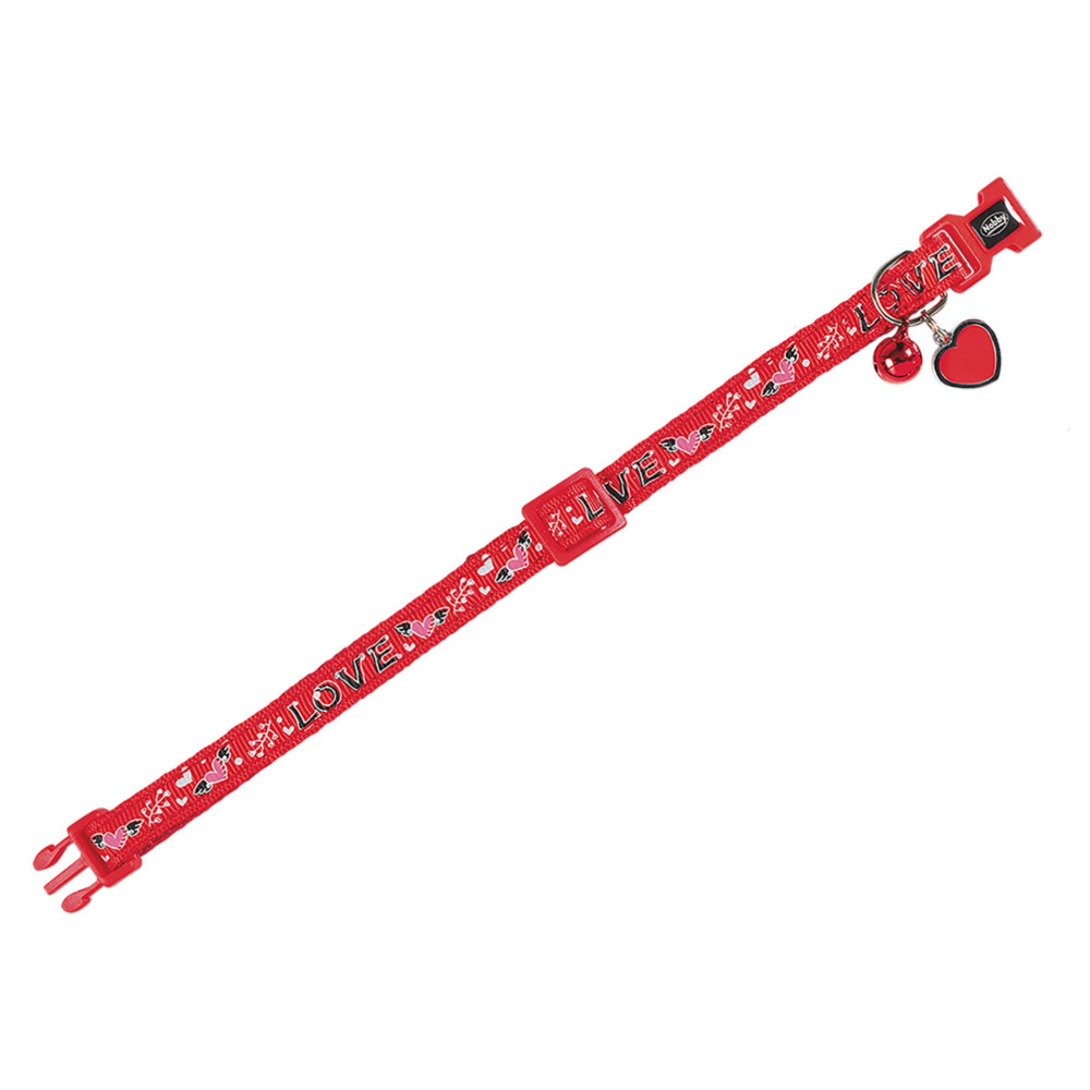 Collier chat love rouge  20-30cm x 10mm