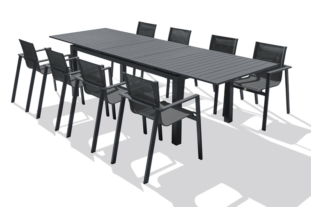 Ensemble repas miami 240/300cm 8 places en aluminium anthracite