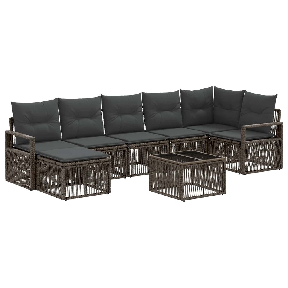 Ensemble de canapé de jardin 8 pc gris polyrotin