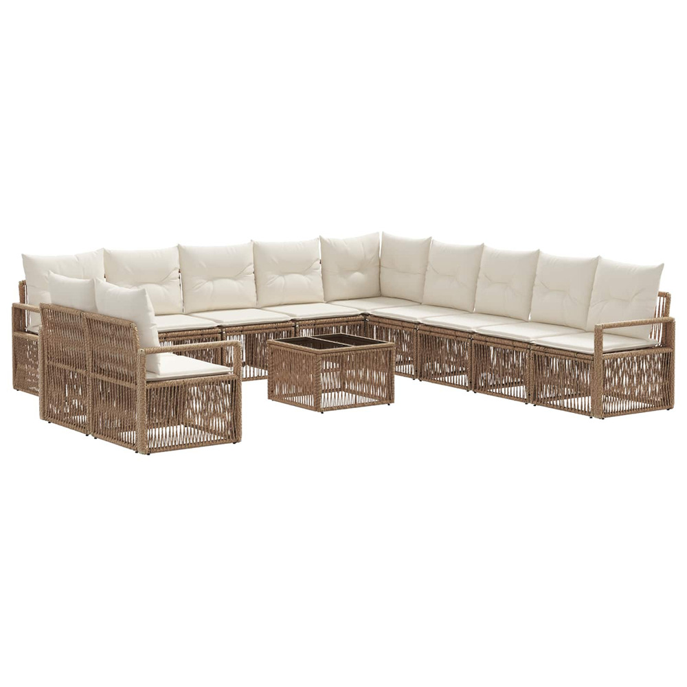 Ensemble de canapé de jardin 12 pcs beige polyrotin