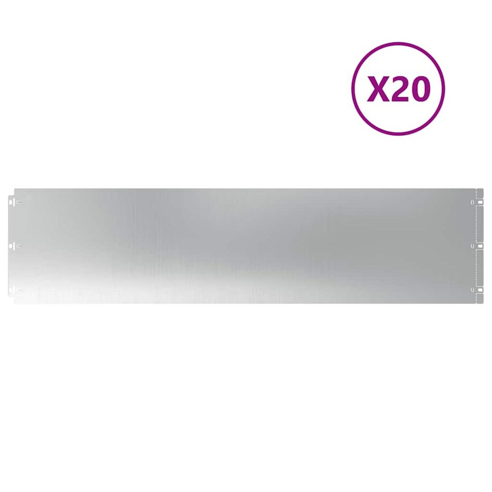 Bordure de pelouse 20 pc 25 x 103 cm acier galvanisé argenté
