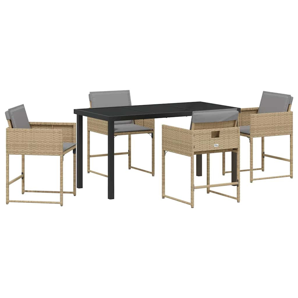 Ensemble de salle à manger pour jardin 5 pcs beige polyrotin