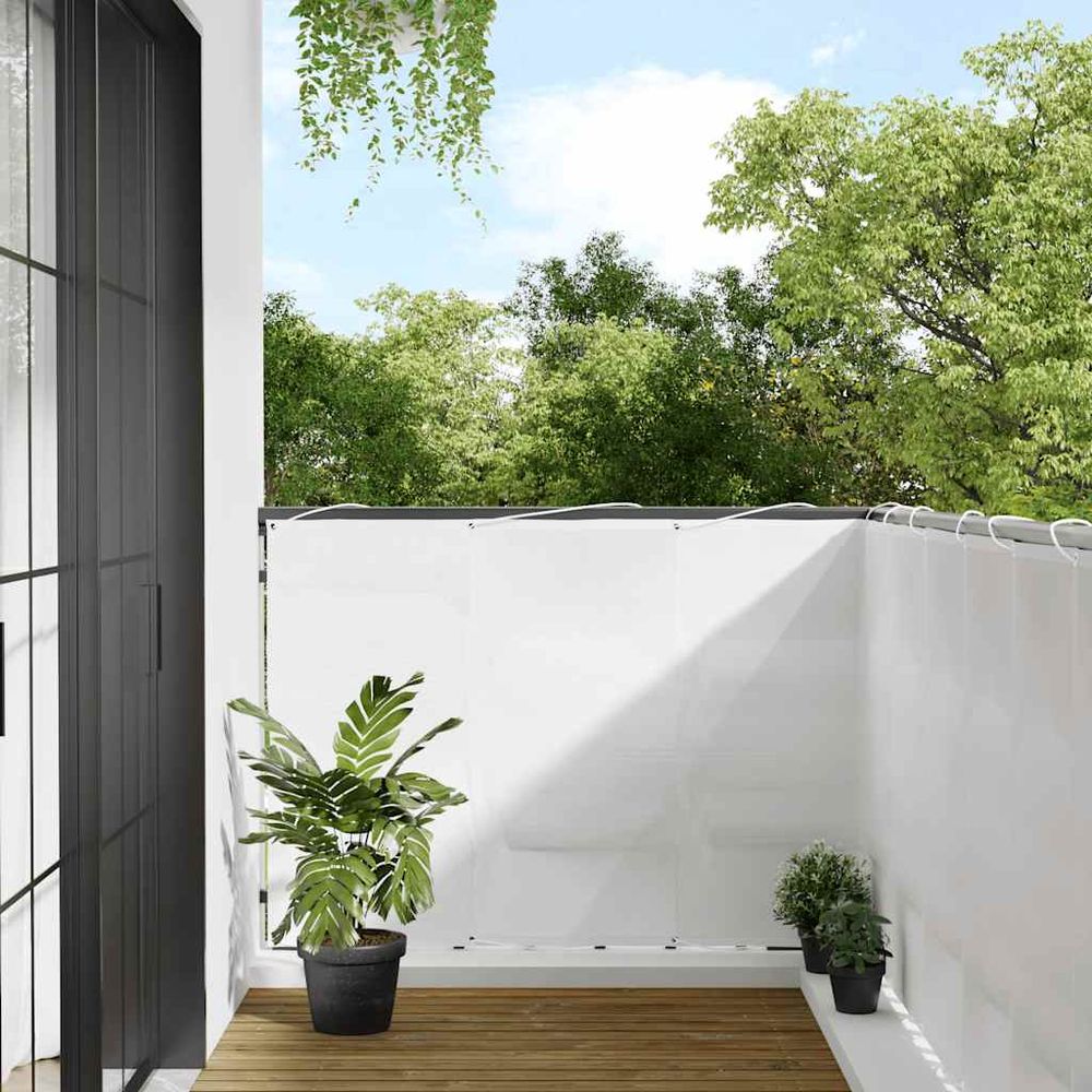 Écran de balcon blanc 120x700 cm 100% polyester oxford