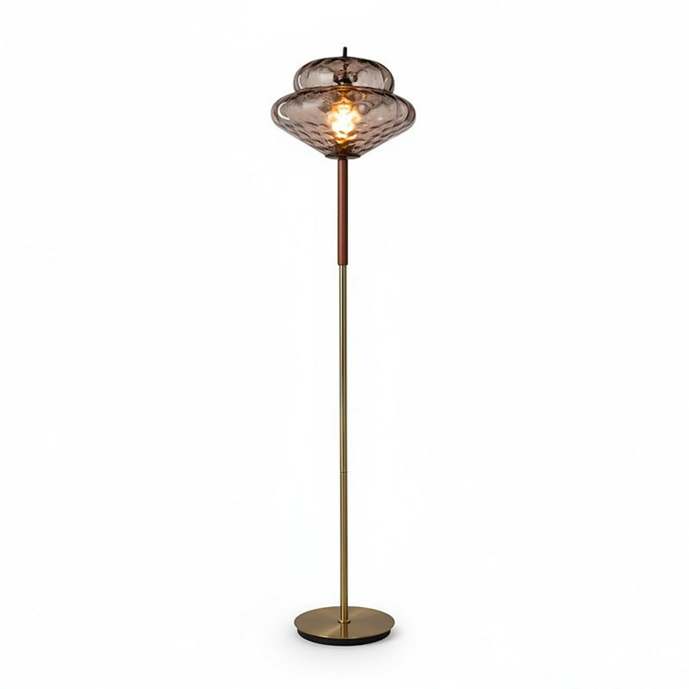 Lampadaire osana led verre fumée gris métal 45x45x160cm
