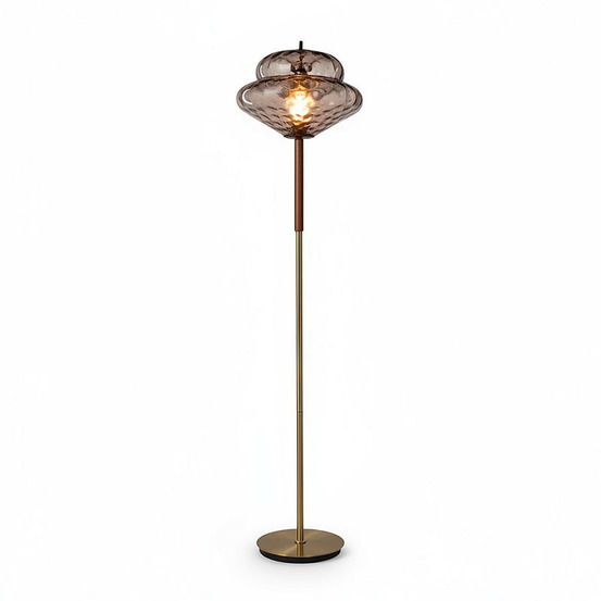 Lampadaire osana led verre fumée gris métal 45x45x160cm