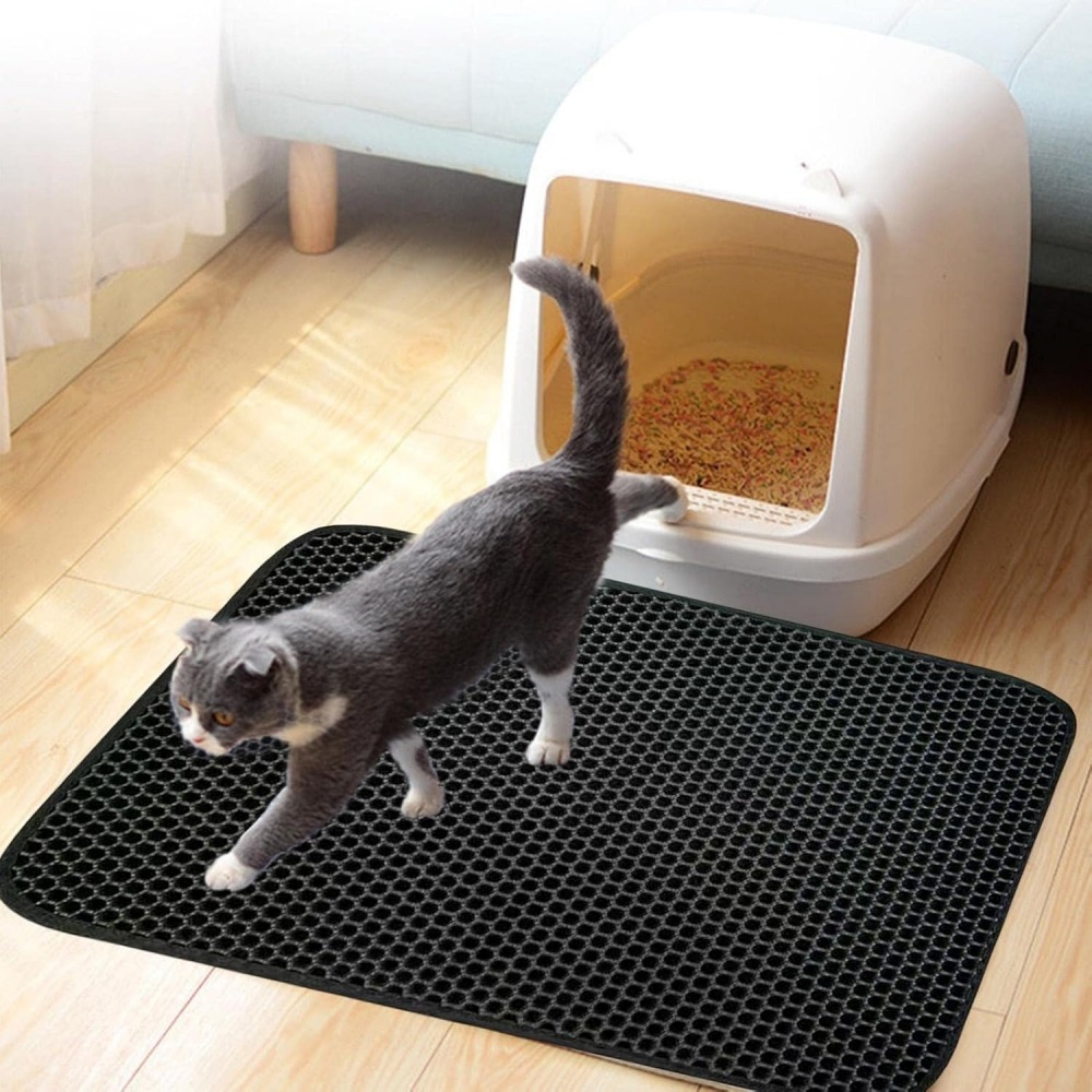 Tapis de litière pour chat noir 45*60cm