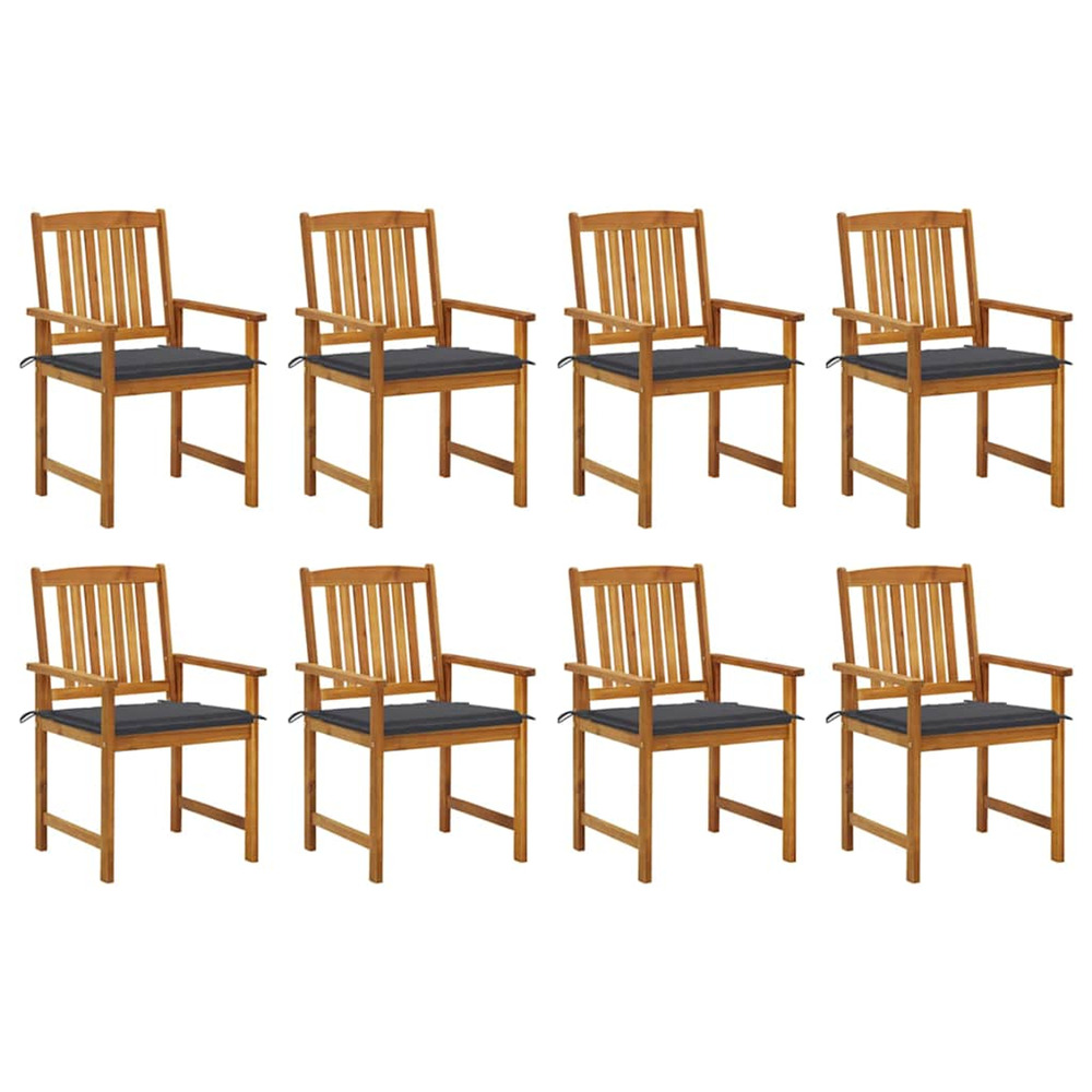 Chaises de jardin avec coussins lot de 8 bois d'acacia solide