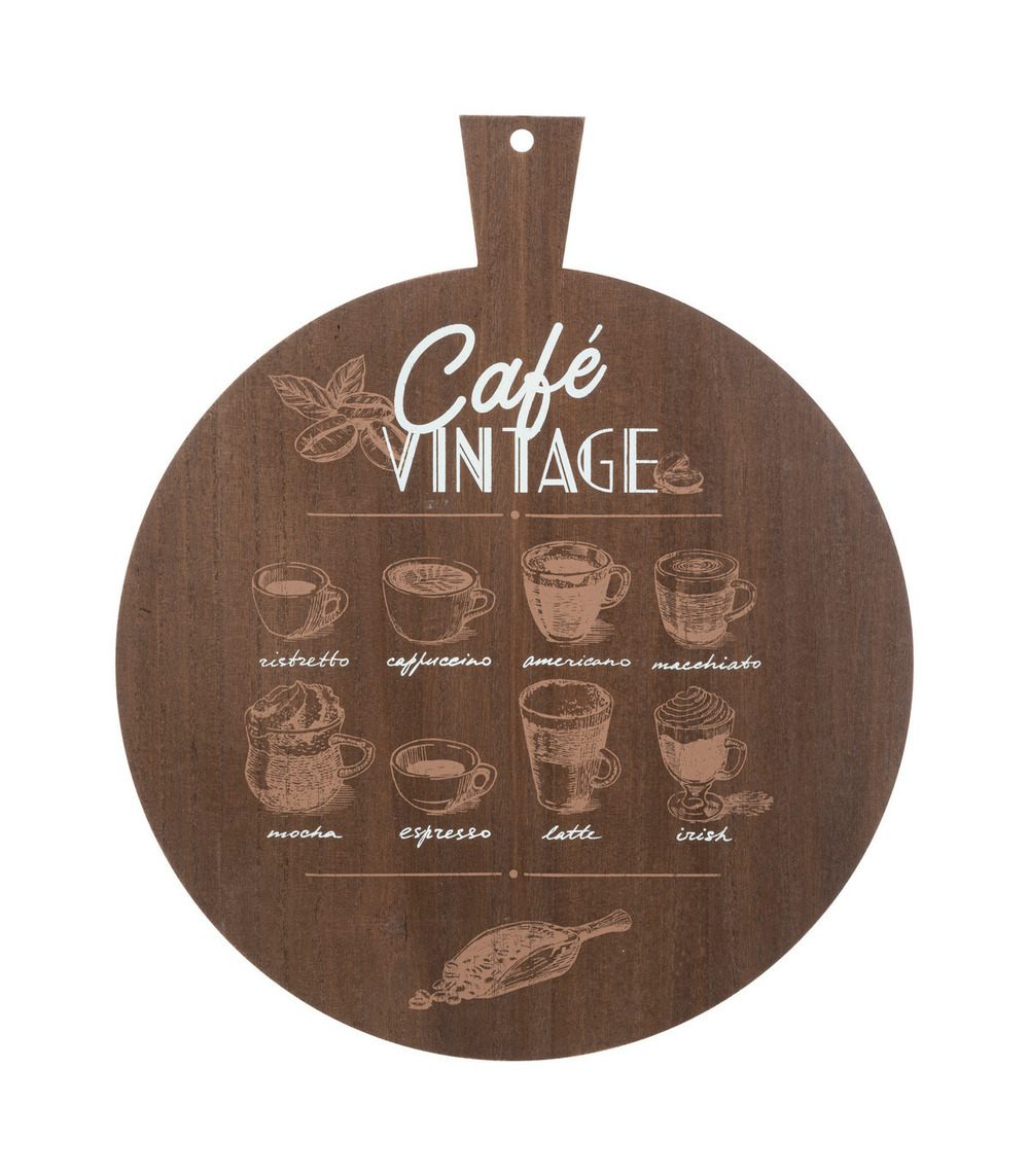 Déco murale café vintage en bois marron d 38 cm