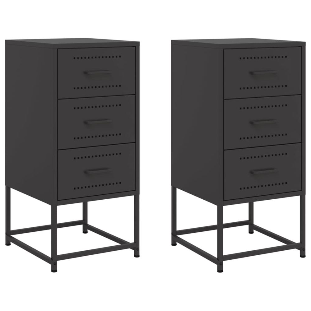 Tables de chevet 2 pcs noir 36x39x78 cm acier