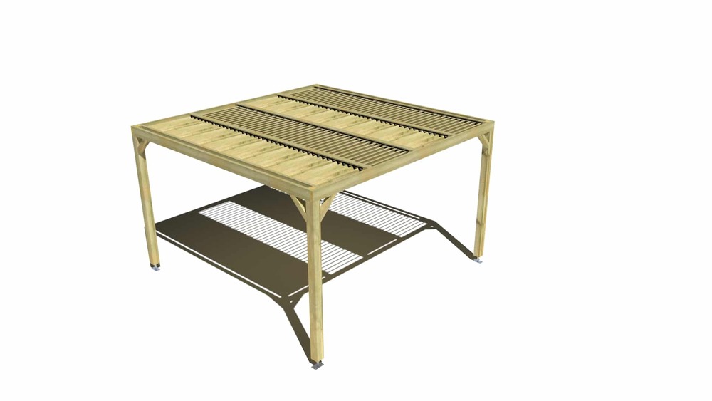 Pergola bois • 4m x 4m • indépendante • sens profondeur • lames orientables bioclimatiques incluses • livraison comprise