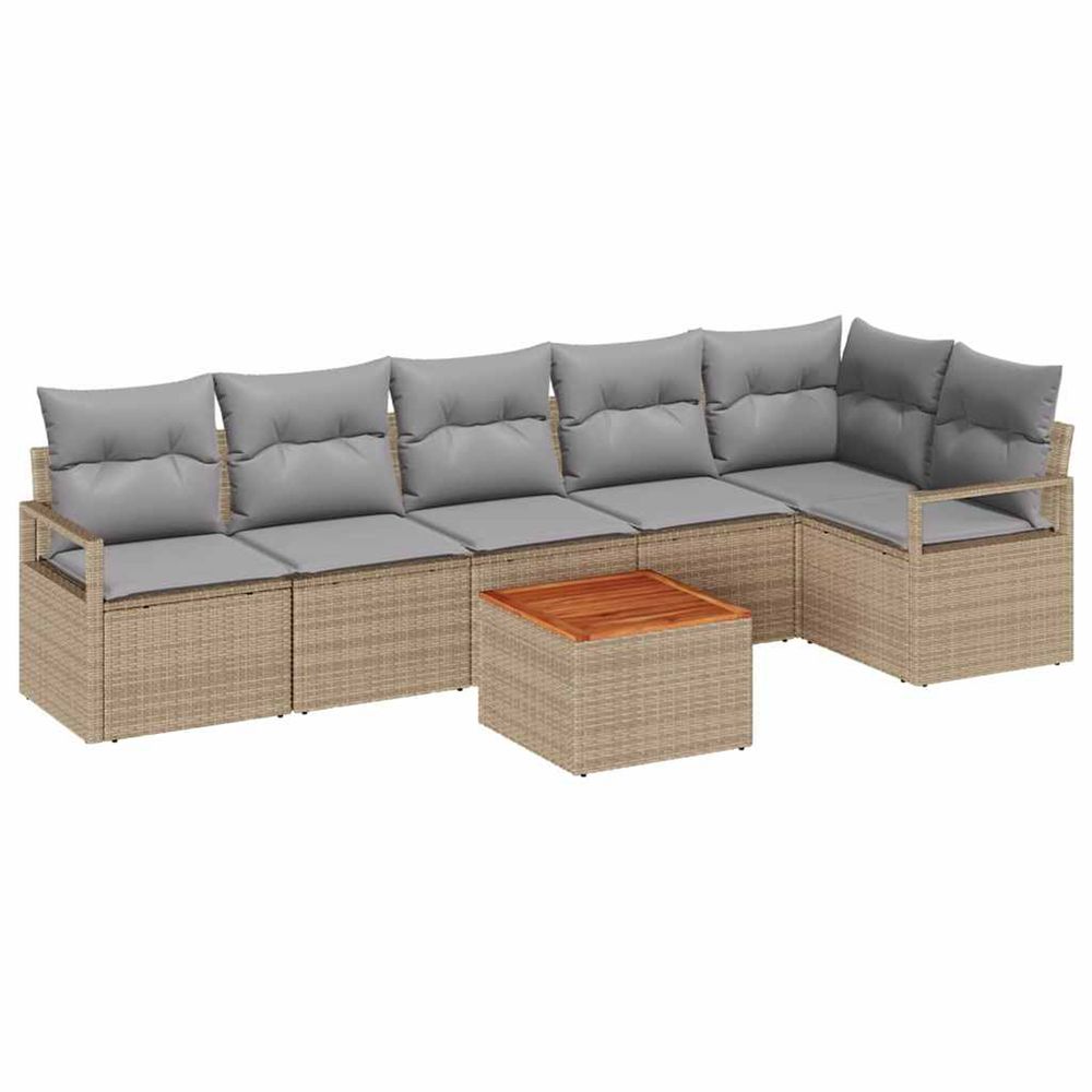 Ensemble de canapé de jardin 7 pc beige polyrotin