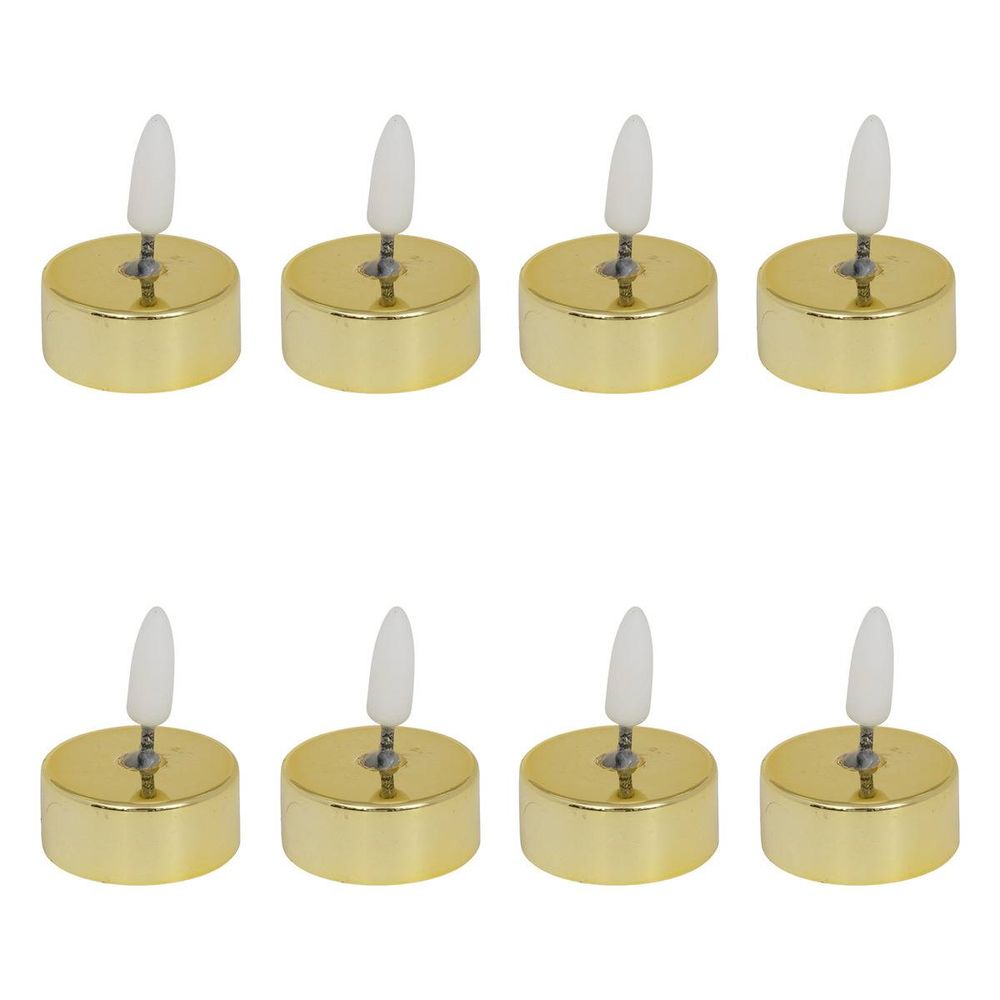 Lot de 8 bougies led chauffe-plats d.5,5cm métal doré