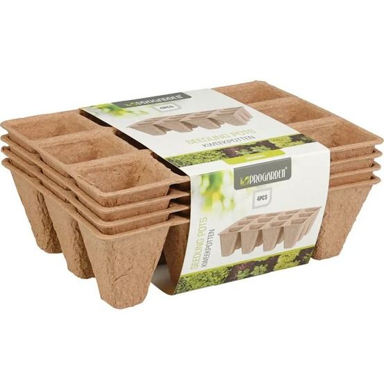 Lot de 4 plaques biodégradables 12 alvéoles pour semis