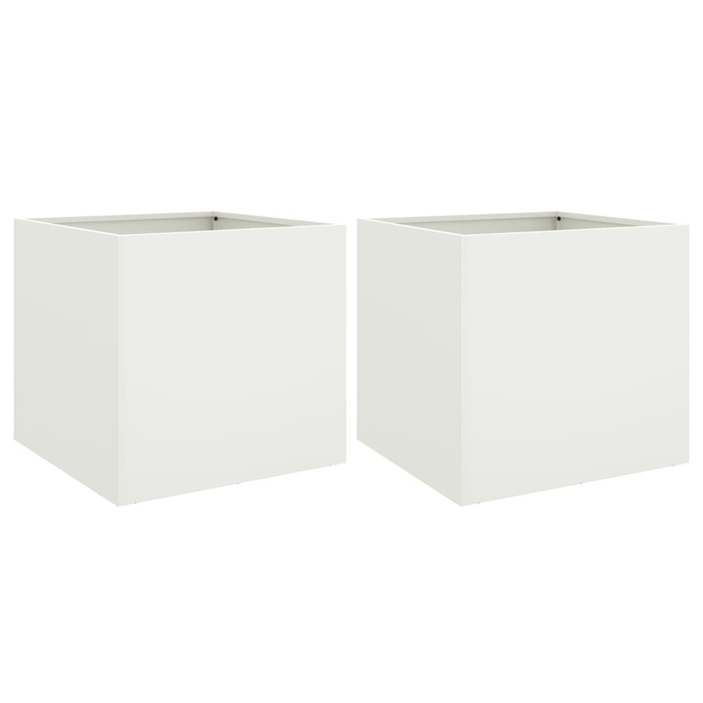 Jardinière d'extérieurs 2 pcs blanc 49x47x46 cm acier
