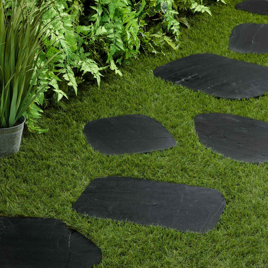 Pas japonais irrégulier ardoise noire 30-40x3 cm (à l'unité) - ro'ma nature