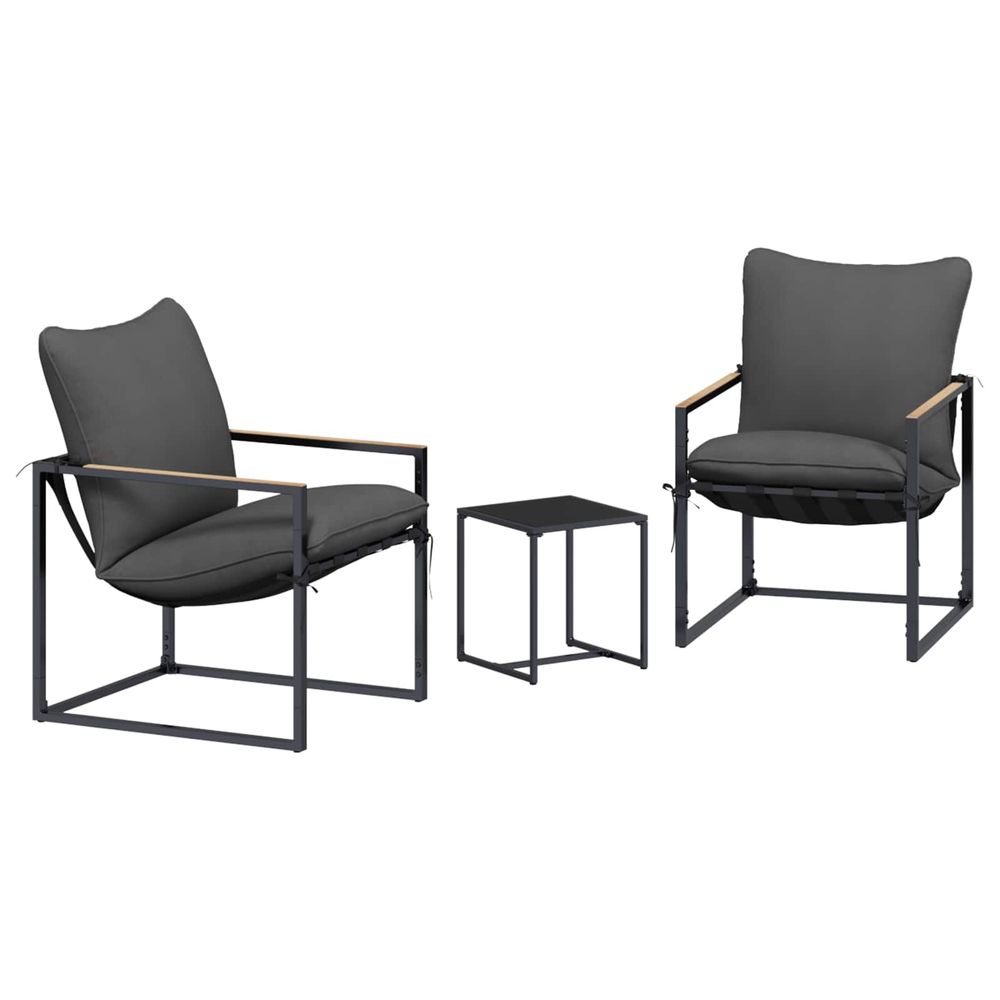 Ensemble de canapé de jardin 3 pc noir et anthracite acier