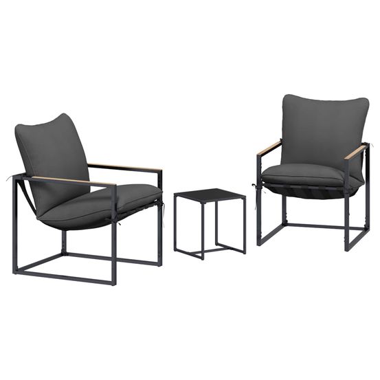 Ensemble de canapé de jardin 3 pc noir et anthracite acier
