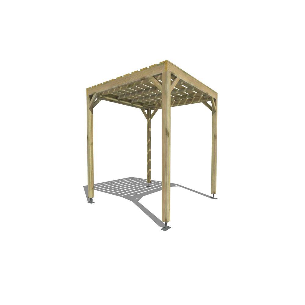 Pergola bois • 2m x 2m • indépendante • sens profondeur • platelage bois • livraison comprise