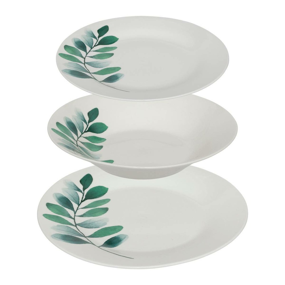 Service de table végétal 18 pièces en porcelaine