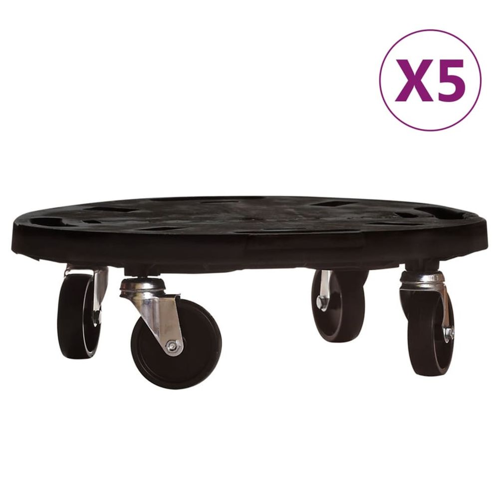 Chariots à plantes avec roues 5 pcs diamètre 40 cm noir 275 kg