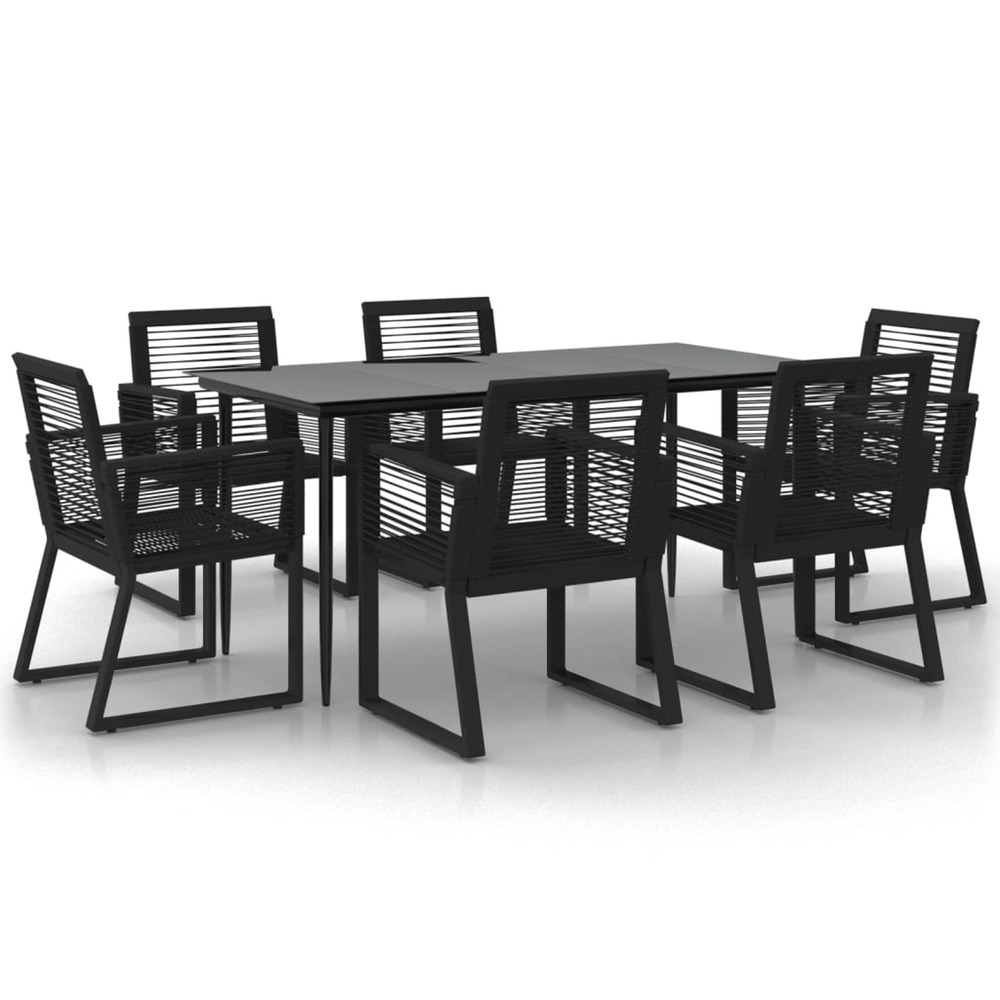 Ensemble à manger de jardin 7 pcs noir rotin pvc