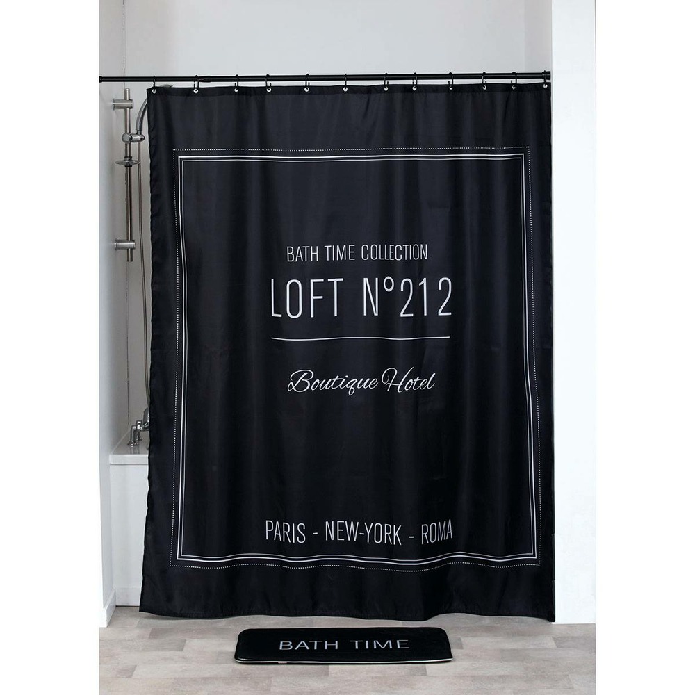Rideau de douche polyester 180x200 cm - neo retro noir