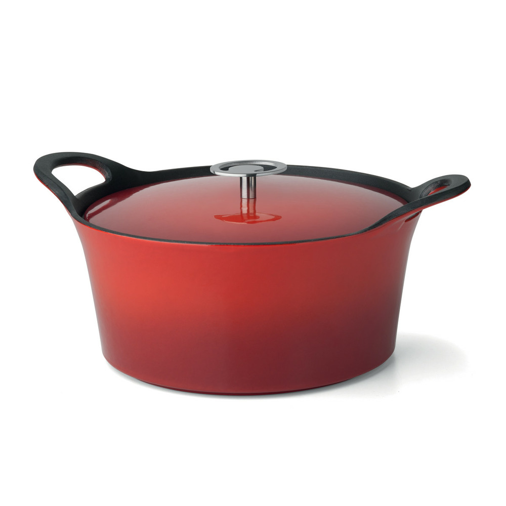 Volcan - cocotte ronde 20cm fonte de fer émaillée rouge avec couvercle